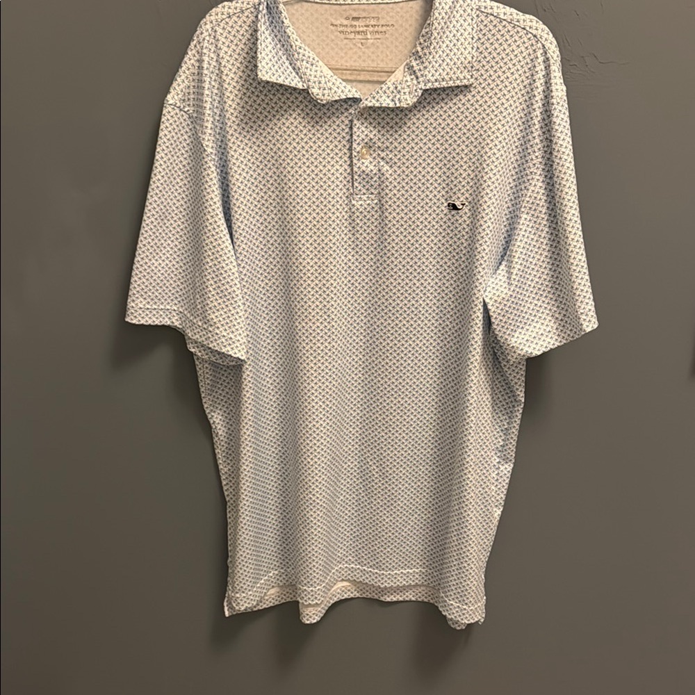 Vineyard Vines Men's Blue Patterned “On The Go” Sankaty Polo